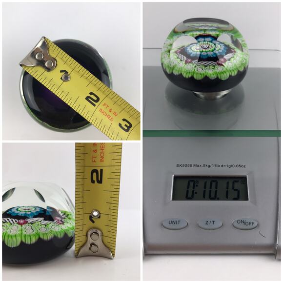 Perthshire 1972B Faceted Cushion Patterned Millefiori Latticinio Rod Paperweight - Picture 8 of 16